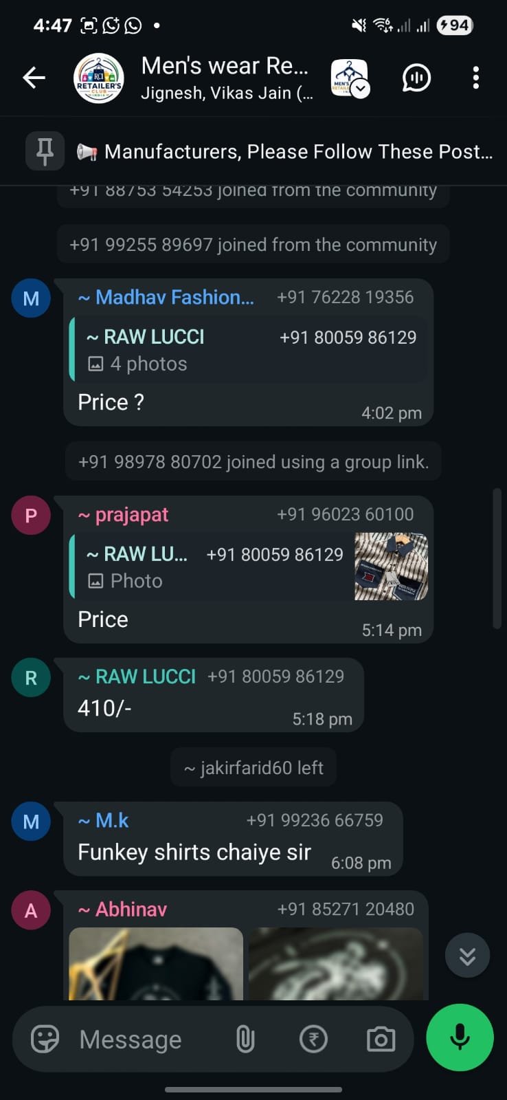 Price enquiries and new members joining the community